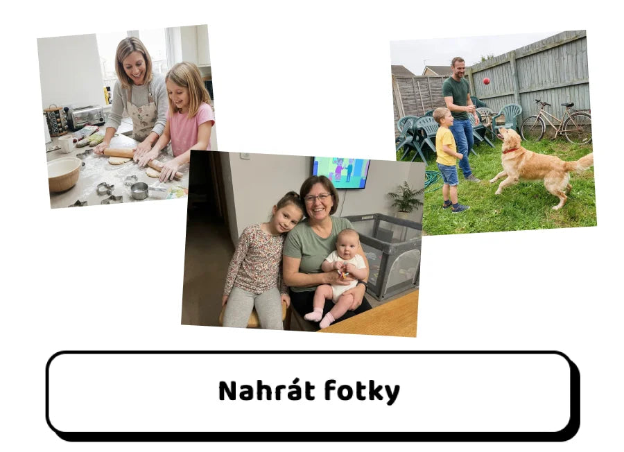 Výběr rodinných fotek a tlačítko Nahrát fotky